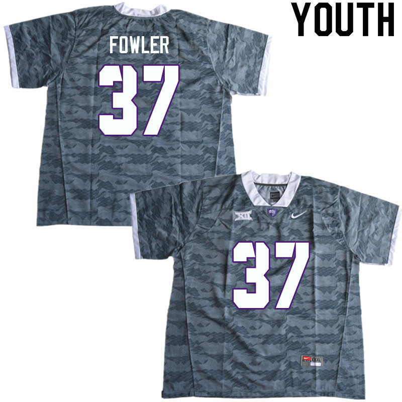 Youth #37 Warren Fowler TCU Horned Frogs College Football Jerseys Sale-Gray - Click Image to Close